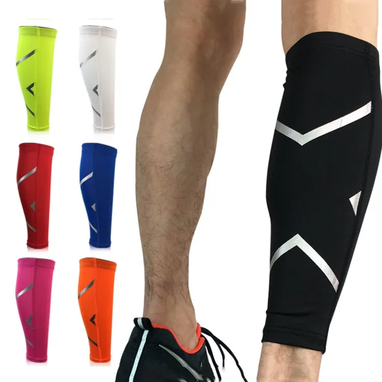 1 Pair Sports Breathable Compression Calf Sleeves Riding Running Protective Gear, Spec: M (White)