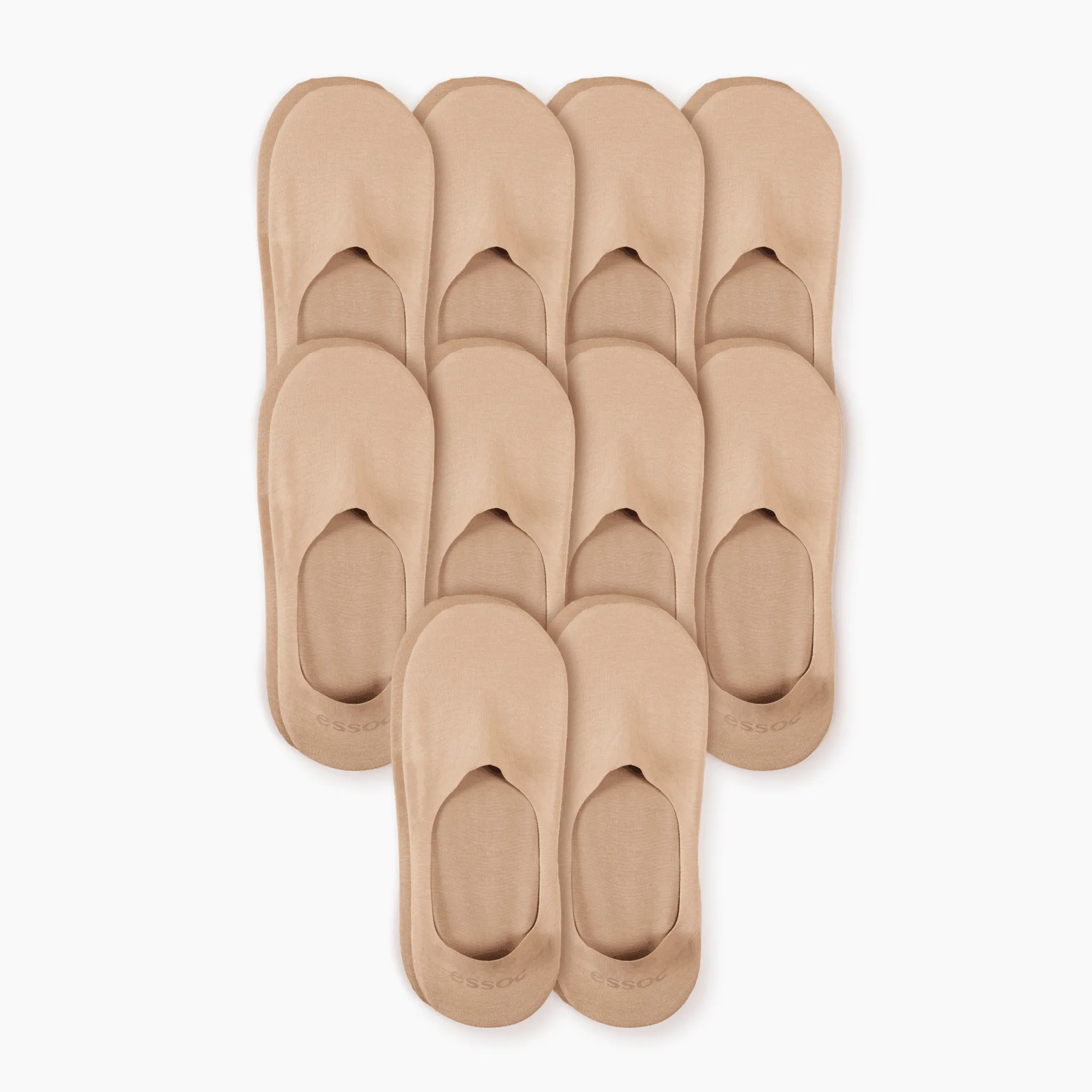 Almond Beige Cotton No Show Socks 10-Pack