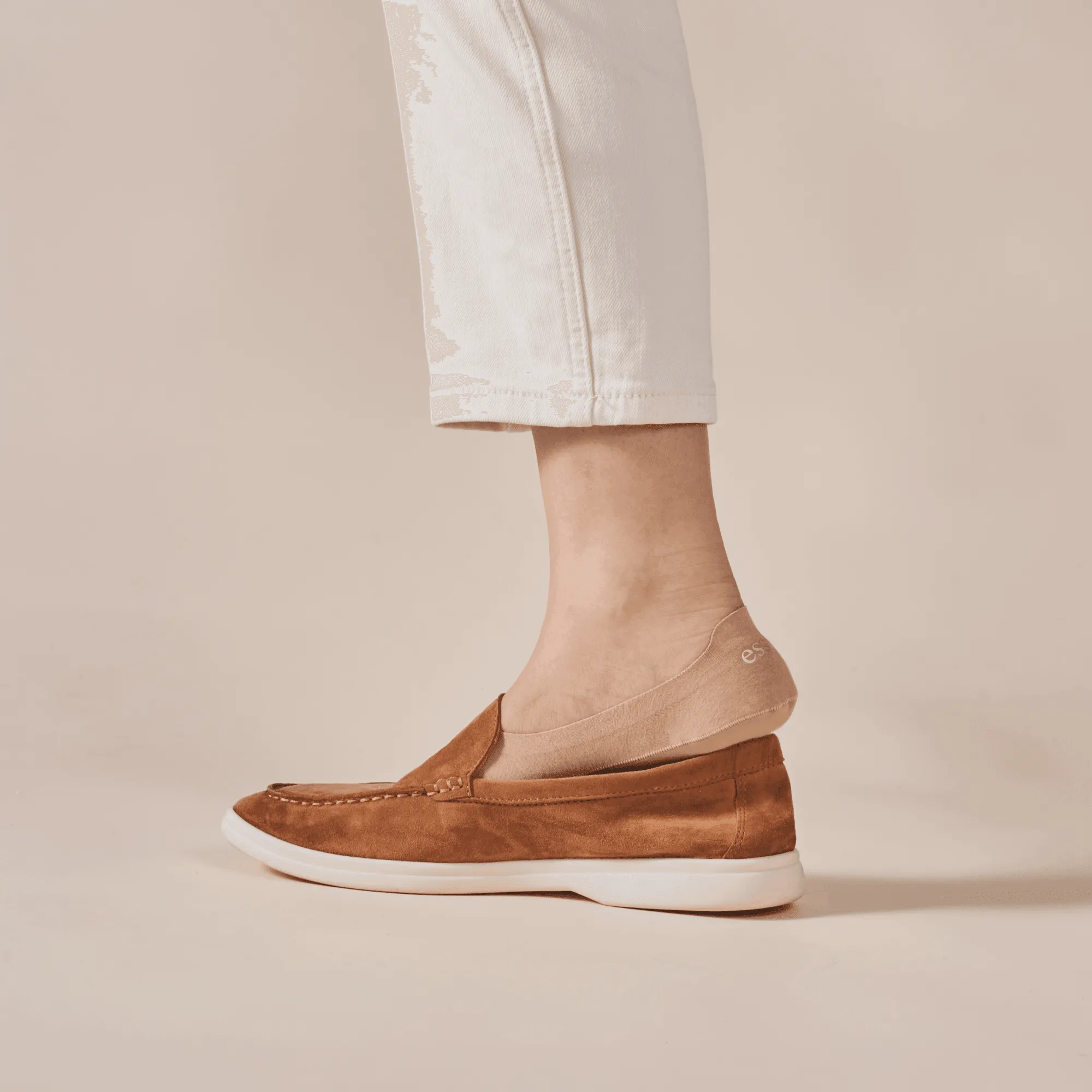 Almond Beige Cotton No Show Socks 5-Pack