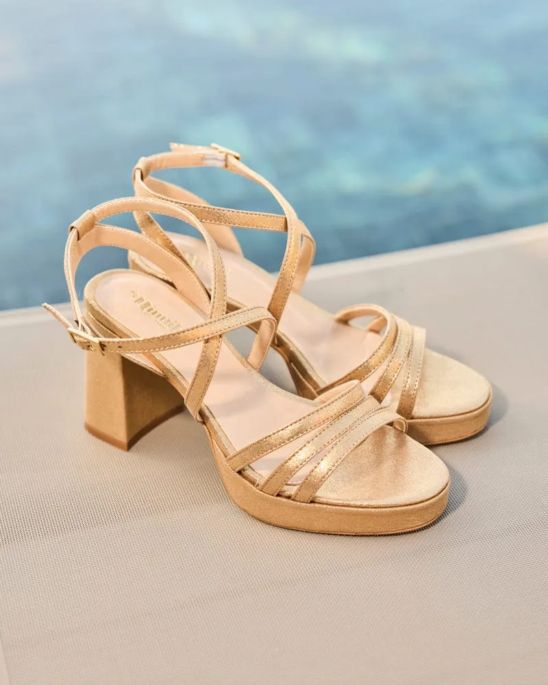 Bavella Recycled Vegan Platform Sandals | Gold