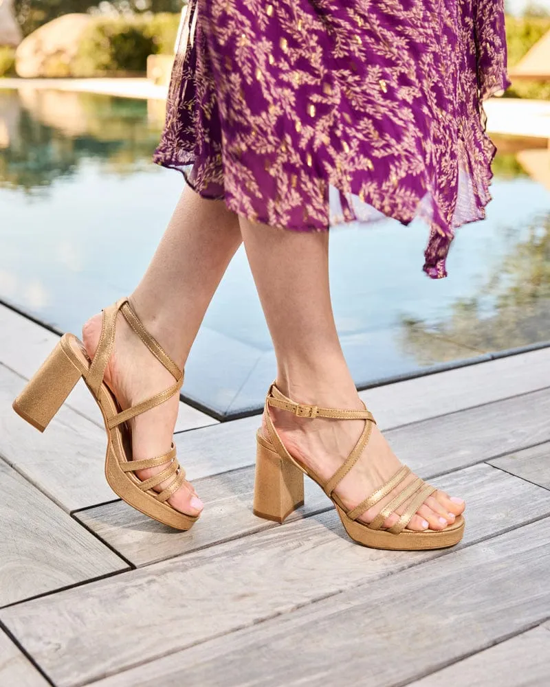 Bavella Recycled Vegan Platform Sandals | Gold