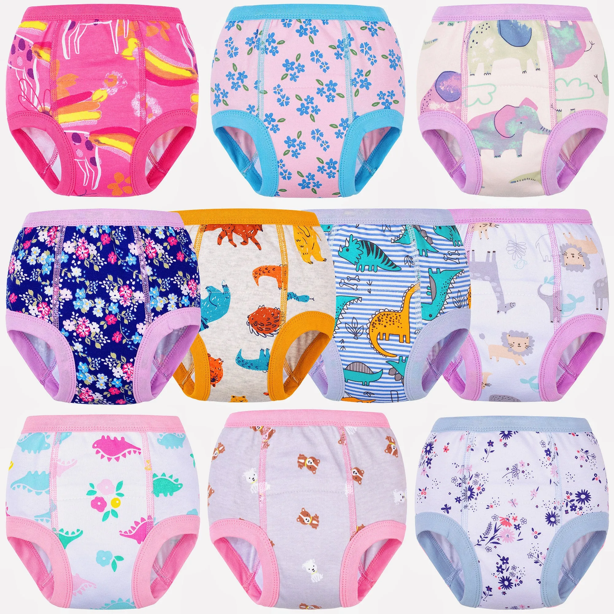 BIG ELEPHANT Potty Training Underwear 10 Packs Absorbent Toddler Training Pants for Boys and Girls, 12 Months - 9 Years