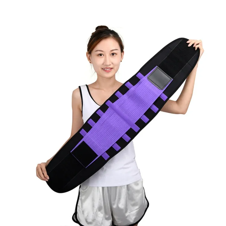 Breathable Mesh Warm Waist Belt Reinforced Steel Plate Support Sports Waist Belt, Specification: XXL(Purple)