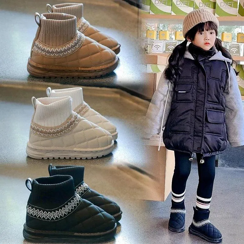 Children's Casual Shoes - Thick Fur Ankle Sock Boots - TSS245