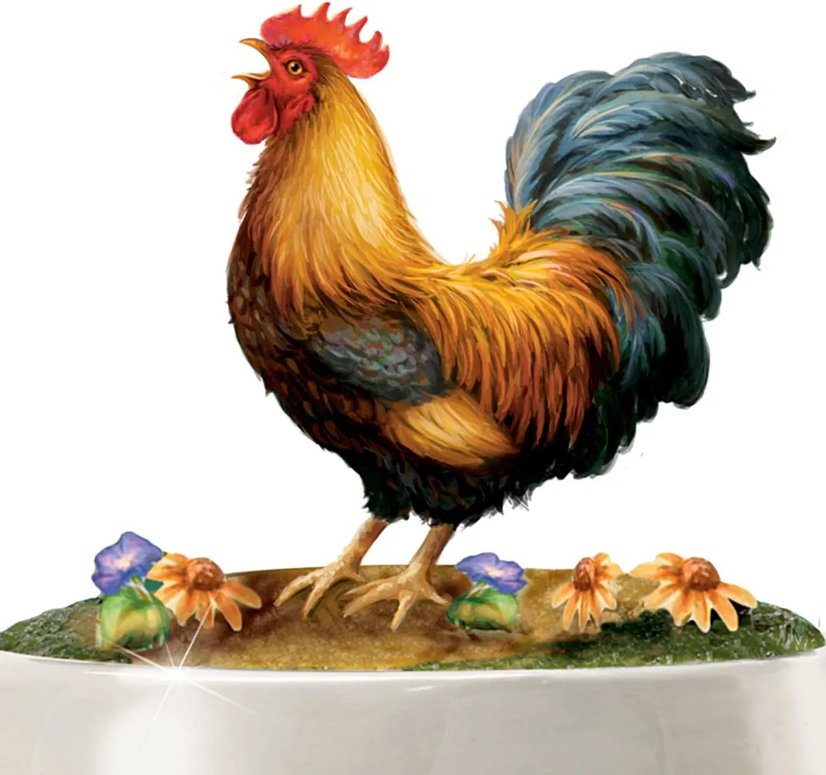 Dona Gelsinger Country Rooster Art Cookie Jar With Free Cookie Cutter And Recipe by The Bradford Exchange