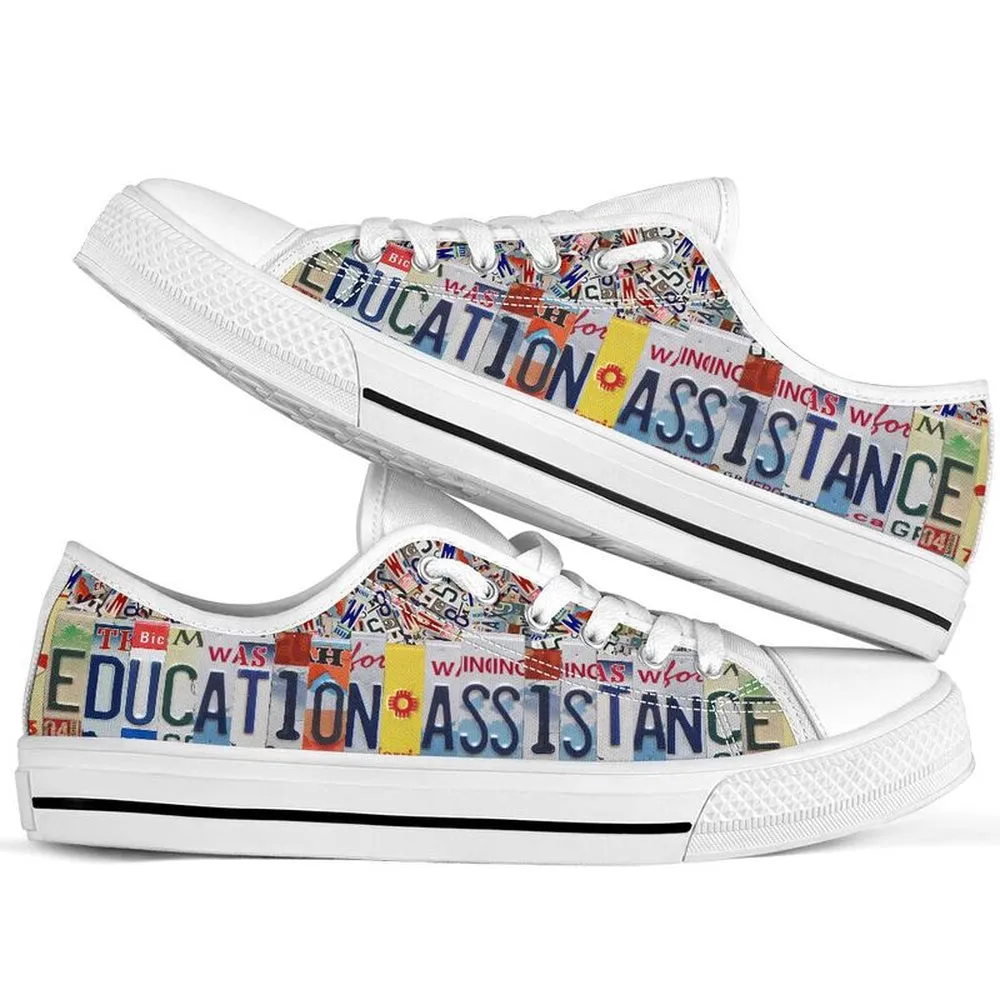 Education Assistance License Plates Low Top Shoes, Teacher Shoes, Low Top Sneakers