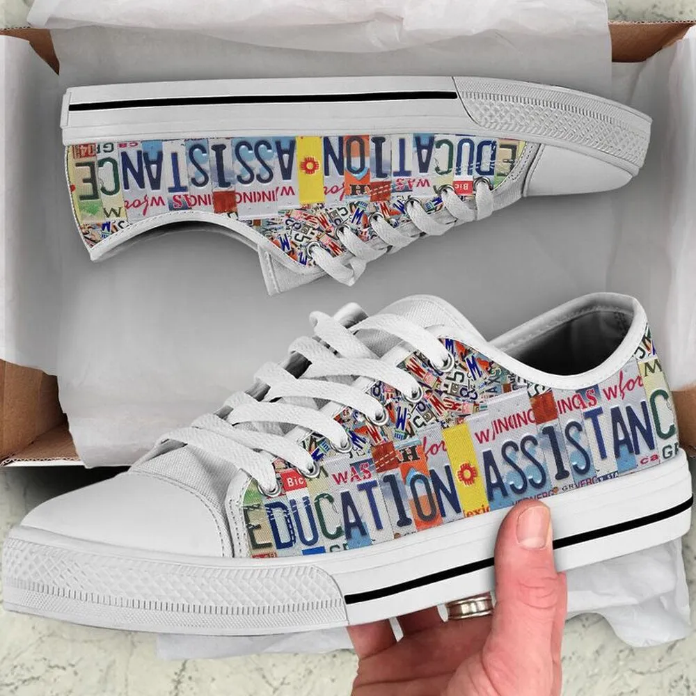 Education Assistance License Plates Low Top Shoes, Teacher Shoes, Low Top Sneakers
