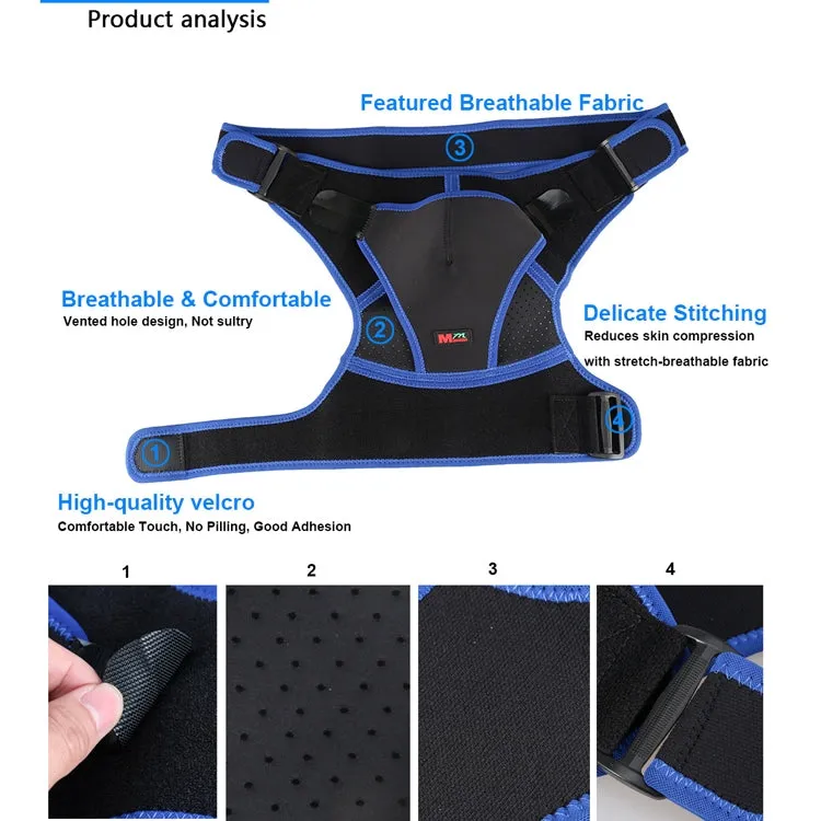 G06 Four-Direction Adjustable Pressure And Breathable Shoulder Pad Sports Protective Gear，Style: Airbag Version M (Black Blue)