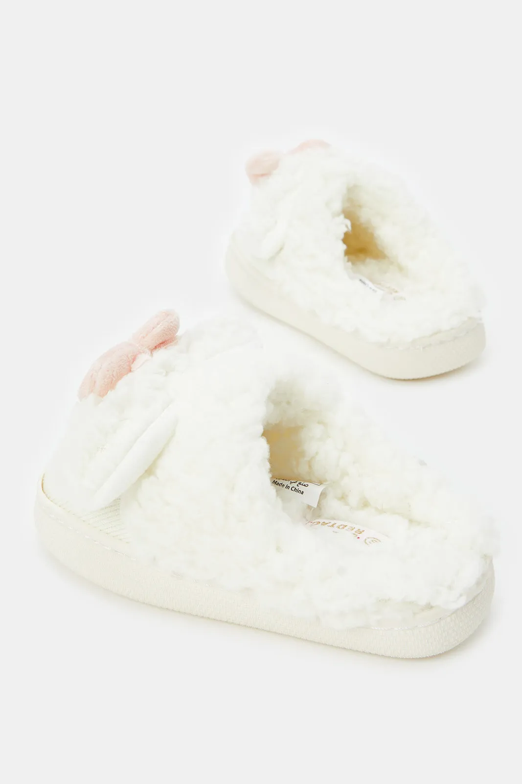 Girls Cream Bunny Slippers