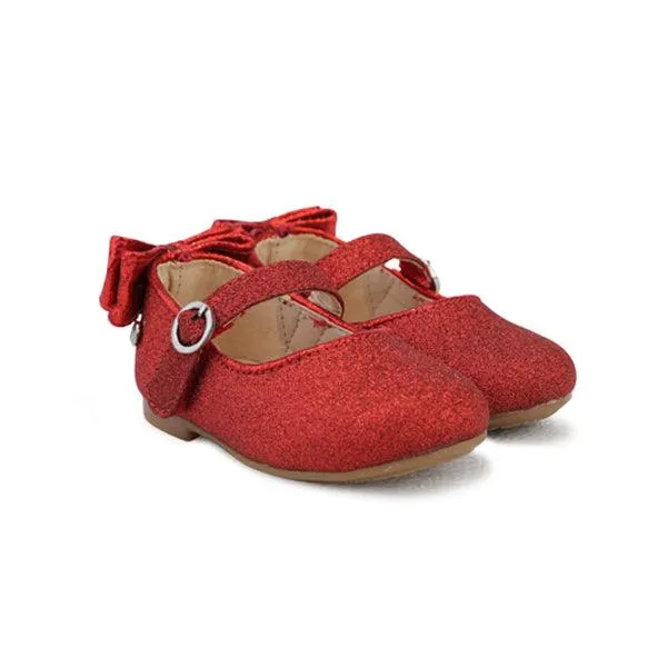 GIRLS RED GLITTERY FORMAL SHOES