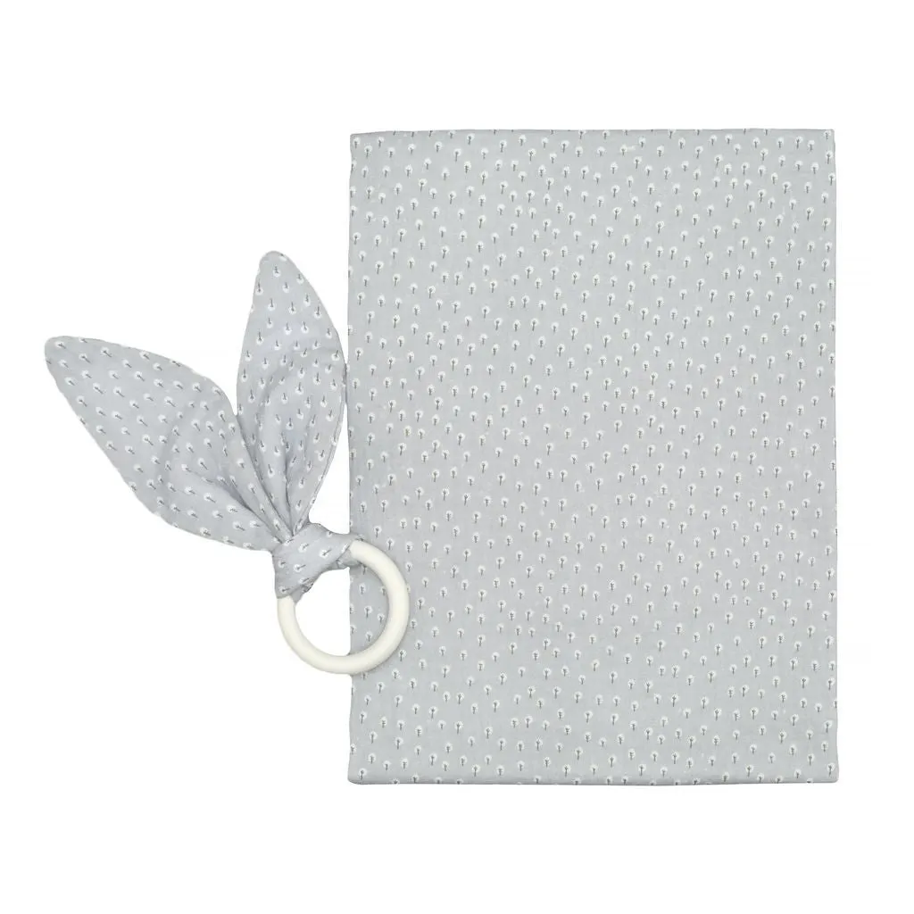 Gray Burping Cloth & Teething Ring Set