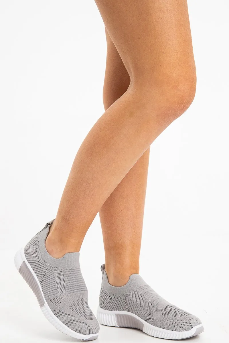 Grey Knit Slip On Chunky Sole Trainers - Fynlee