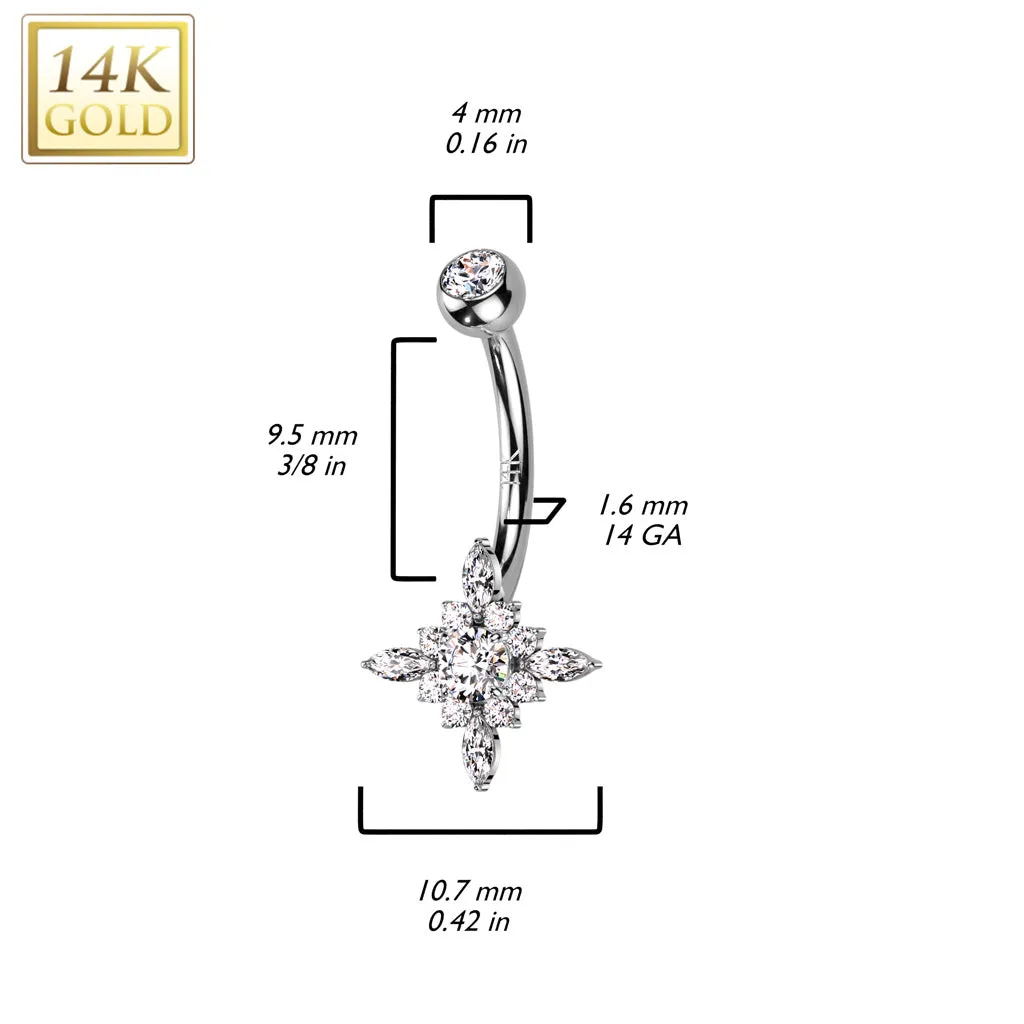 Joya Cluster Belly Ring in 14K White Gold