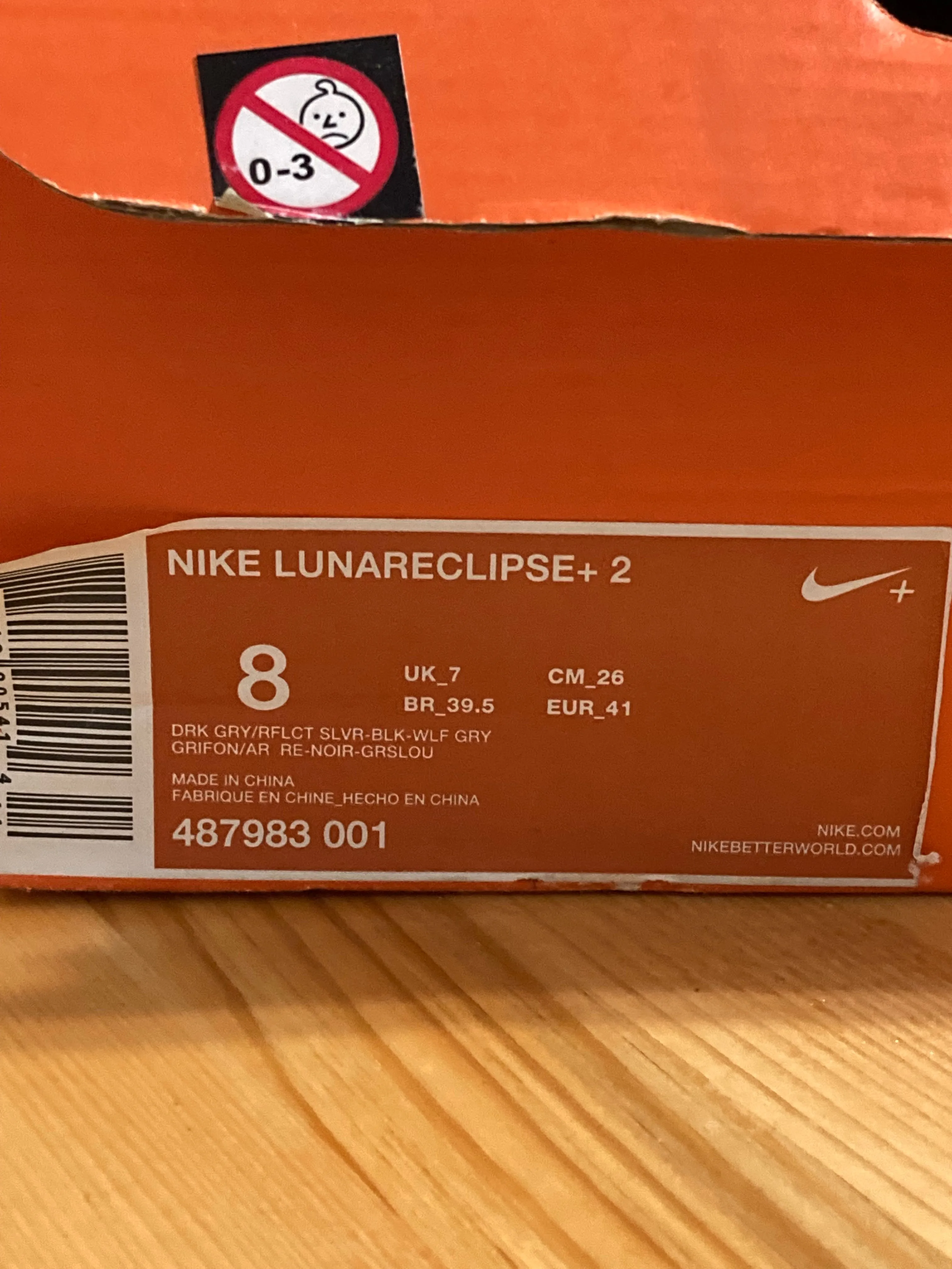 NIKE LUNARECLIPSE   2 Mens Size 8 Running Training Shoes Sneakers Gray 487983-001