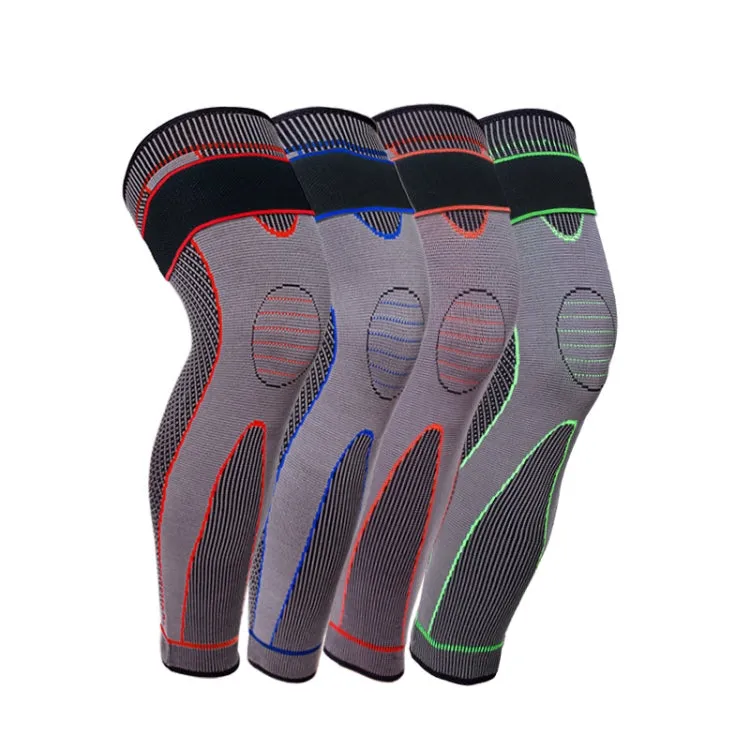 Nylon Knitted Riding Sports Extended Knee Pads, Size: L(Red Pressurized)