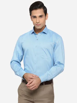 Sea Blue Solid Regular Fit Formal Shirt | Greenfibre