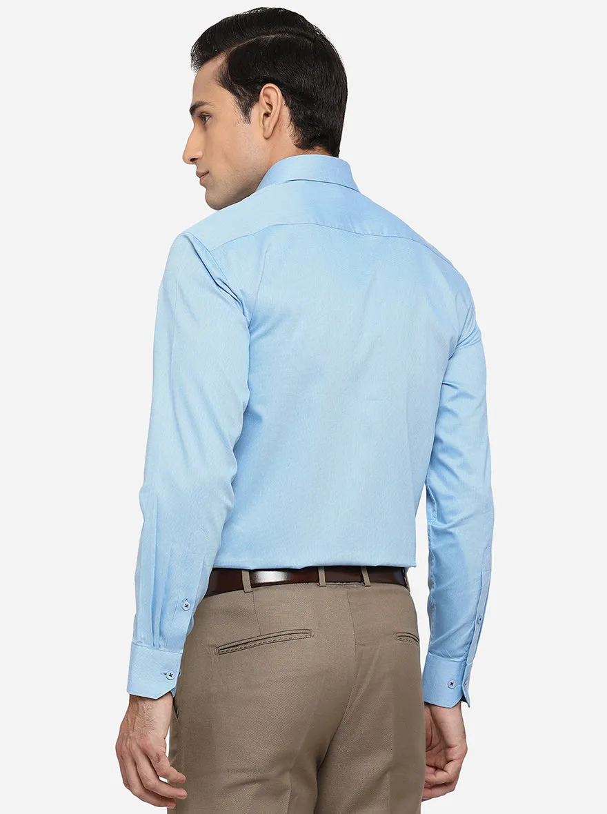 Sea Blue Solid Regular Fit Formal Shirt | Greenfibre