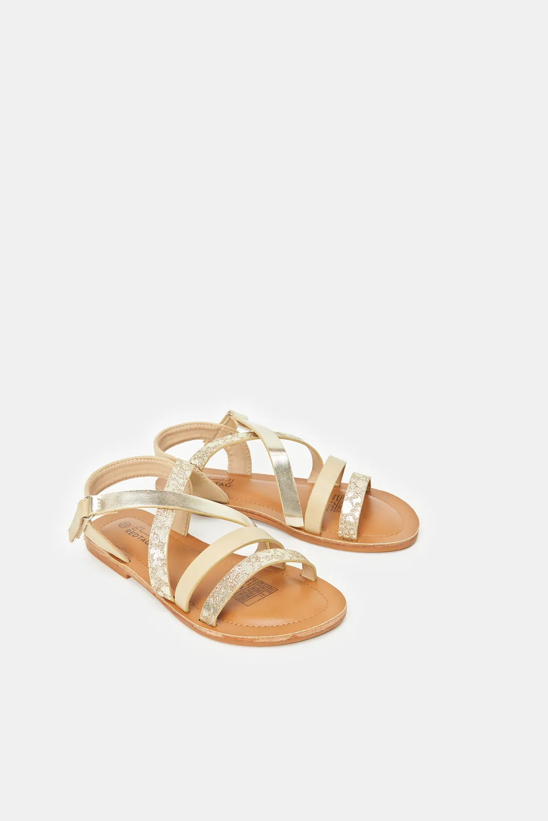 Senior Girls Gold Embellished Strap Sandal
