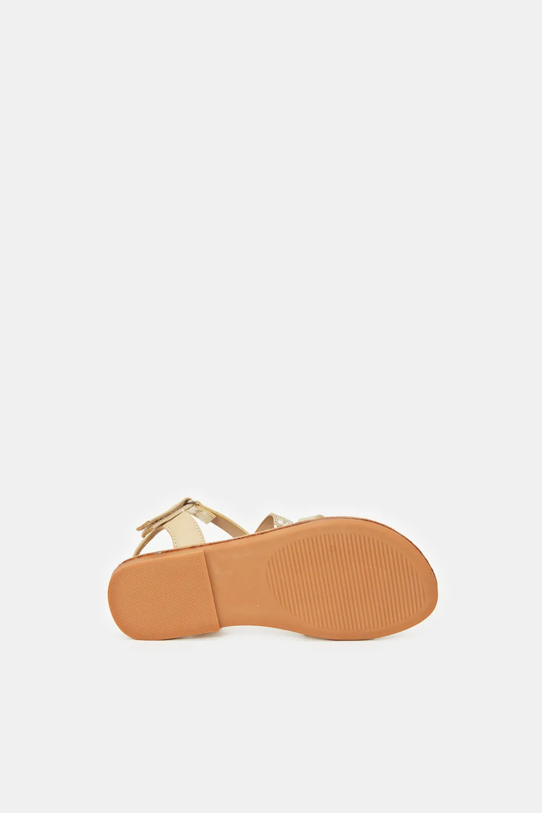 Senior Girls Gold Embellished Strap Sandal