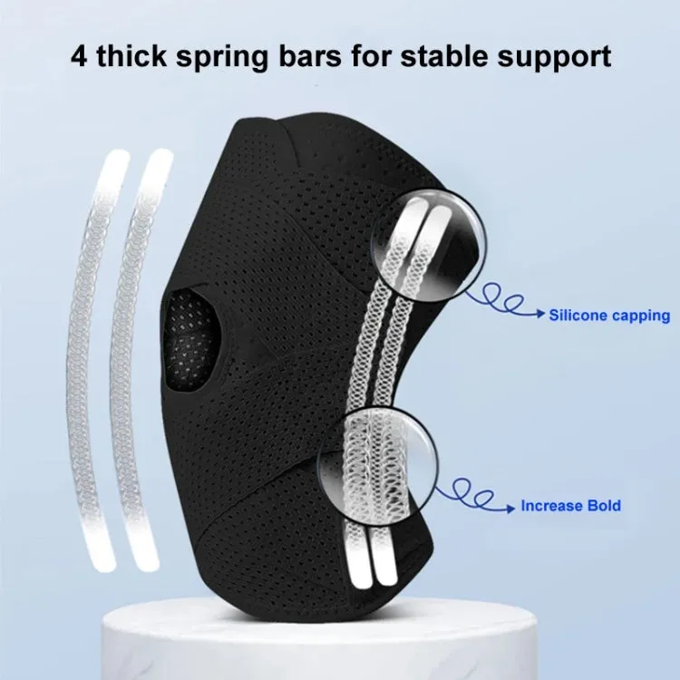 Sixth Generation Breathable Sports Knee Pad Adjustable Outdoor Running Hiking Patella Strap, Size: M(Black)