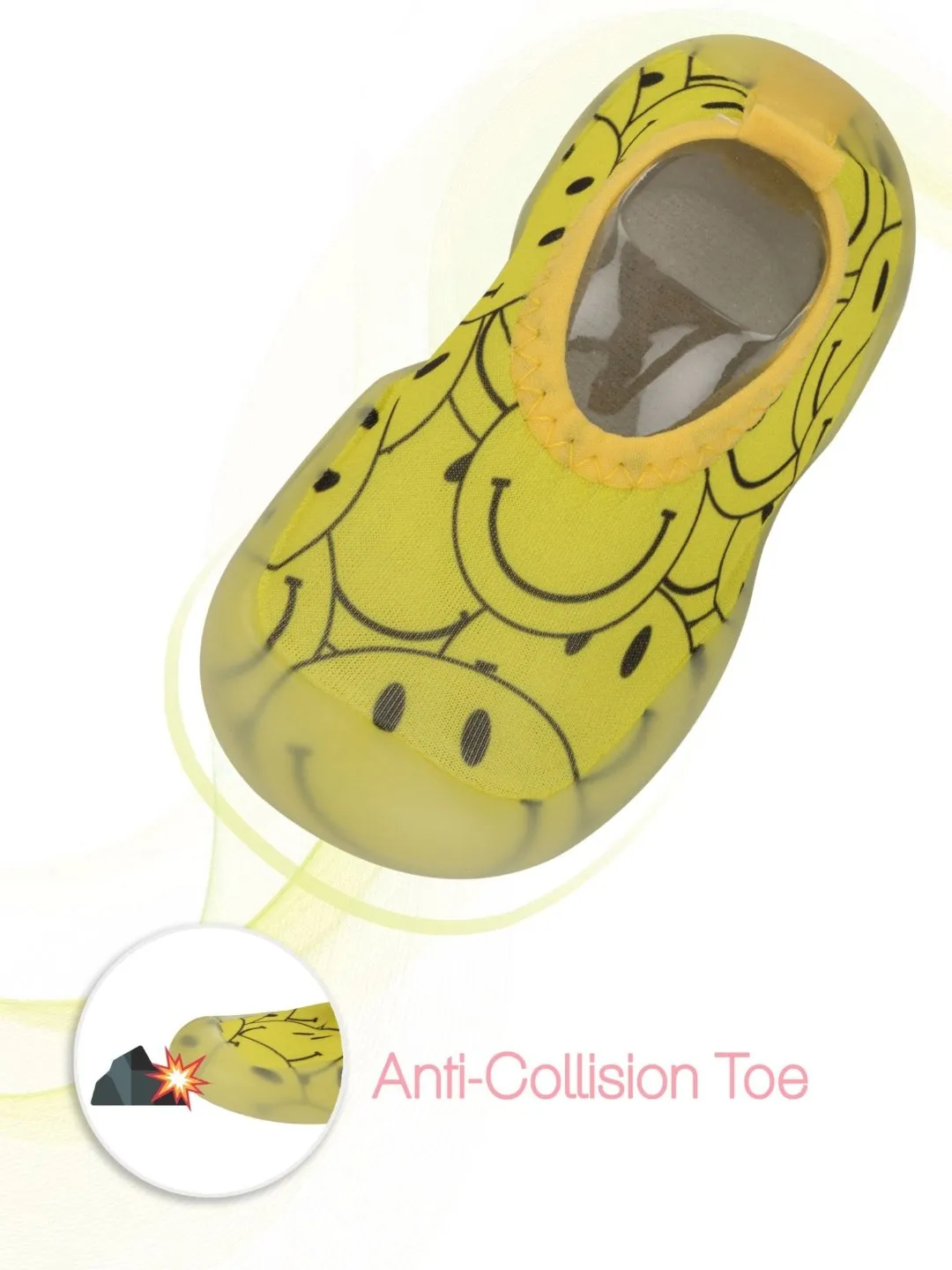 Smiley Shoe Socks - Cheerful Yellow Toddler's Footwear