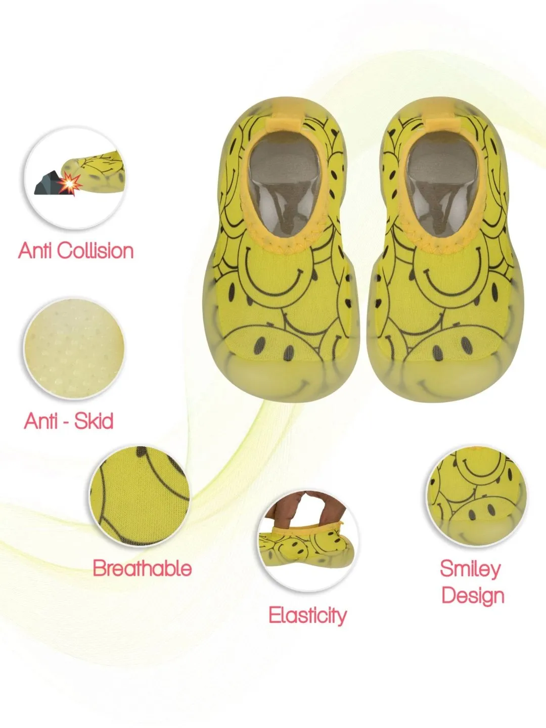Smiley Shoe Socks - Cheerful Yellow Toddler's Footwear