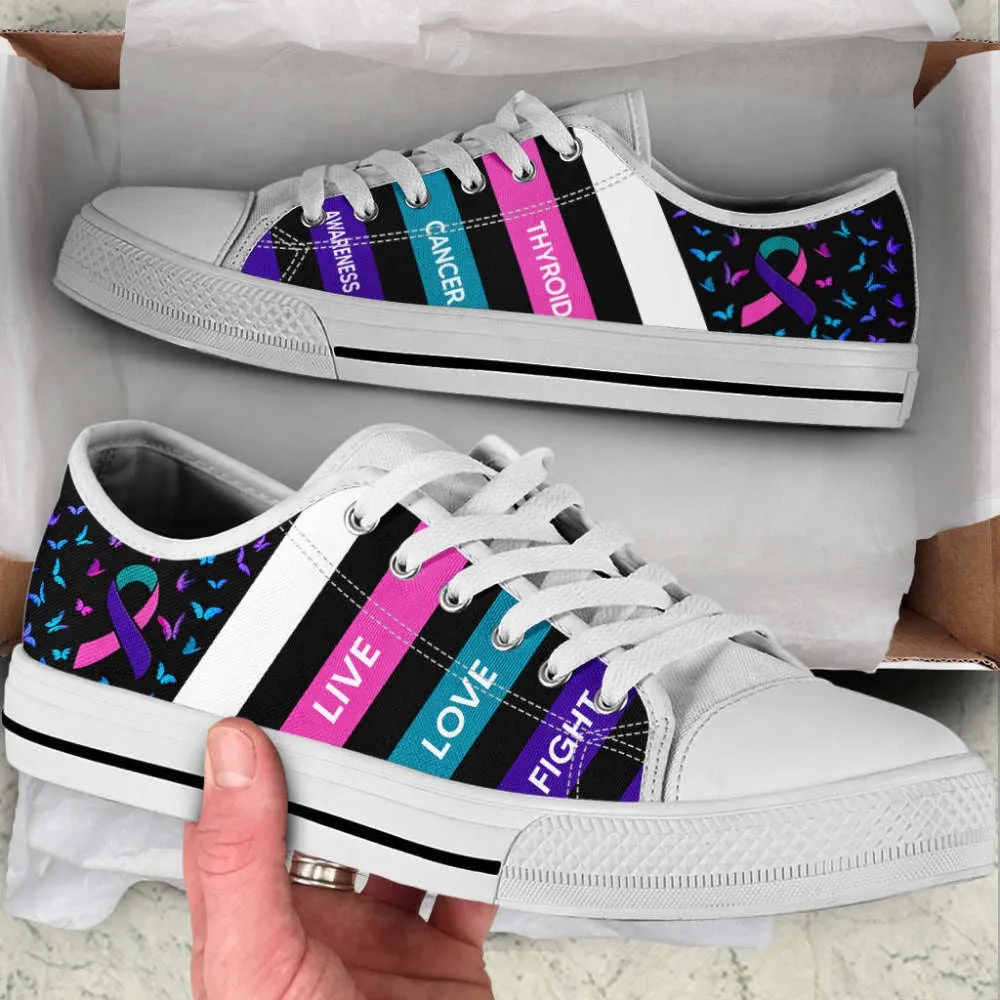 Stylish Thyroid Cancer Plaid Canvas Shoes - Perfect Unisex Gift, Best Canvas Shoes, Low Top Sneaker