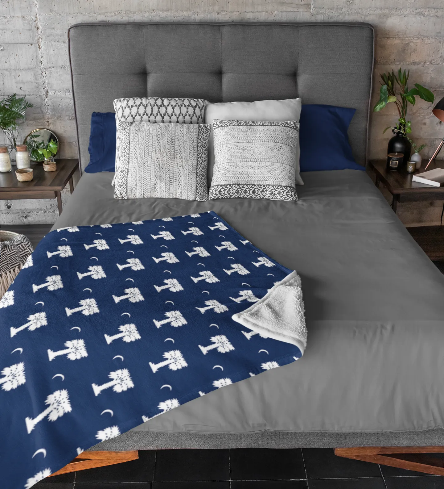 The Citadel, Big Red Flag Blue logo, Navy Blanket, 3 sizes, 2 styles