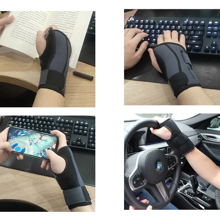 Two-Way Compression Stabilized Support Plate Wrist Brace Fracture Sprain Rehabilitation Wrist Brace, Specification: Right Hand M (Black Grey)