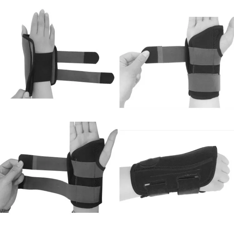Two-Way Compression Stabilized Support Plate Wrist Brace Fracture Sprain Rehabilitation Wrist Brace, Specification: Right Hand M (Black Grey)