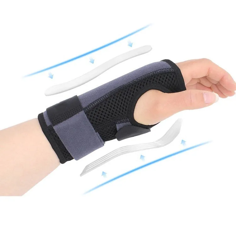 Two-Way Compression Stabilized Support Plate Wrist Brace Fracture Sprain Rehabilitation Wrist Brace, Specification: Right Hand M (Black Grey)