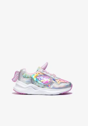 Unicorn Glitter Sneakers With Light Metallized