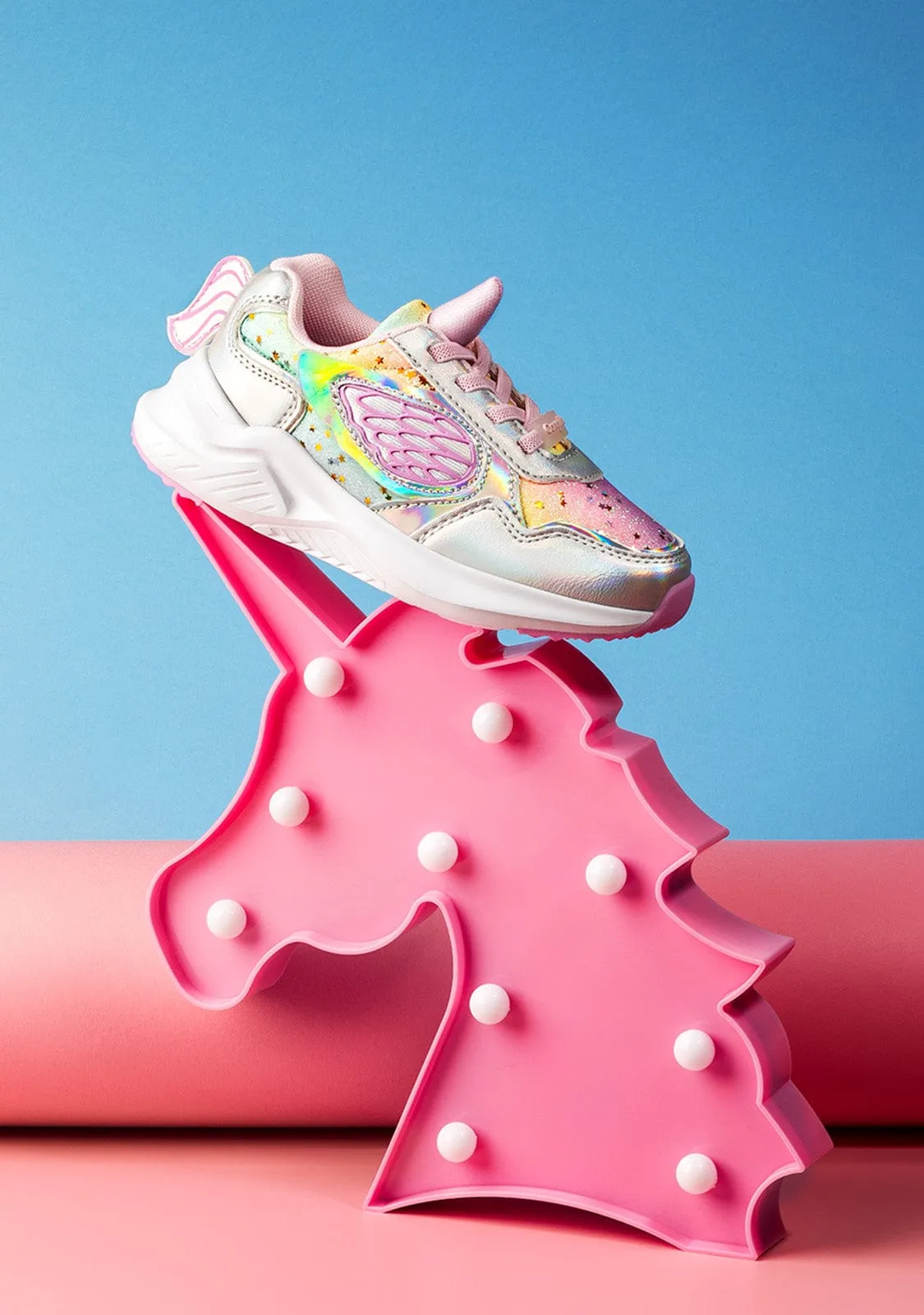 Unicorn Glitter Sneakers With Light Metallized