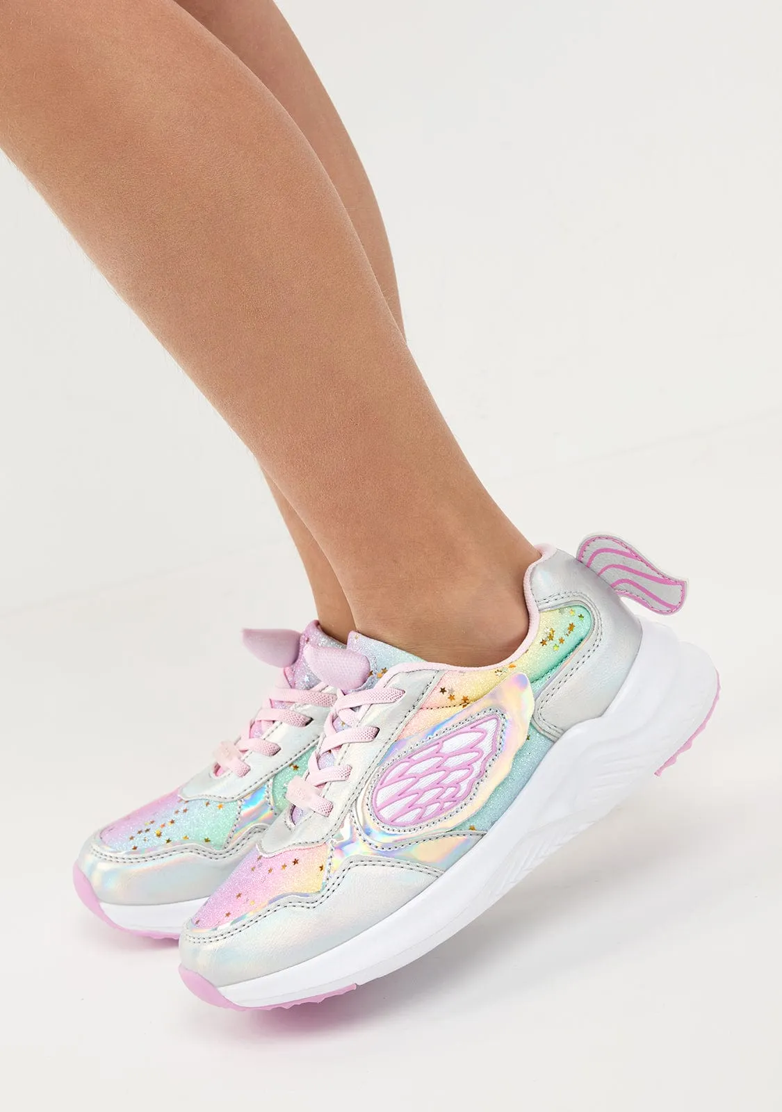 Unicorn Glitter Sneakers With Light Metallized