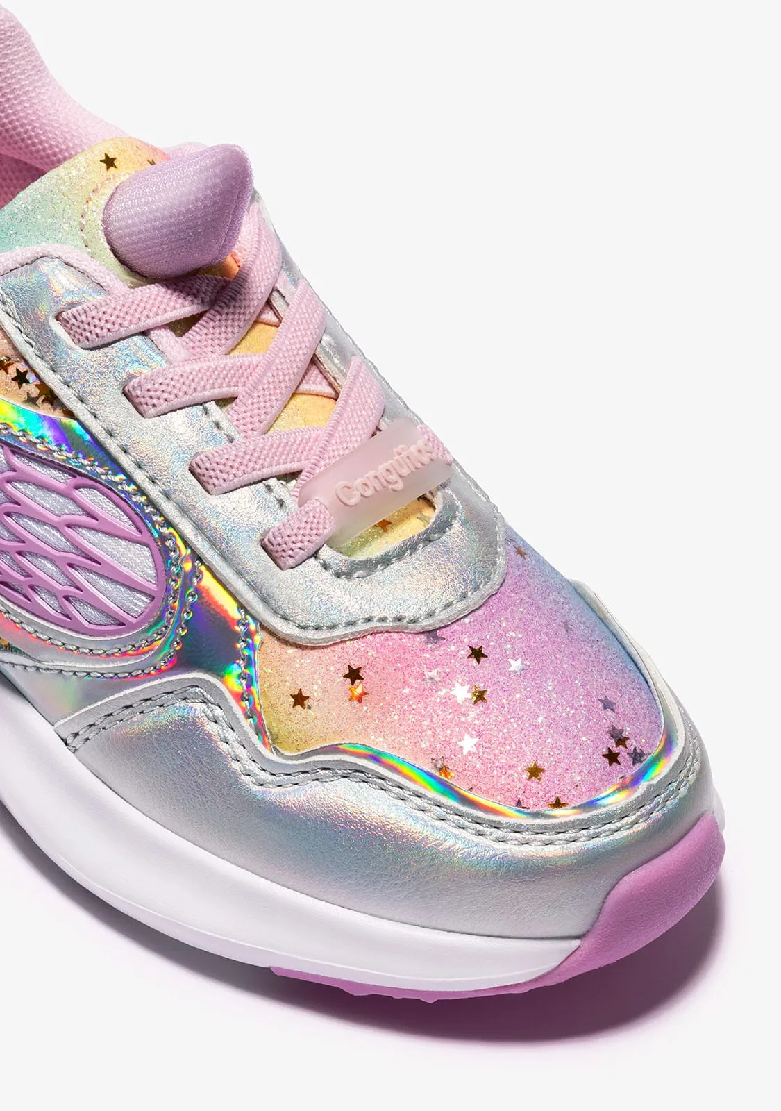 Unicorn Glitter Sneakers With Light Metallized