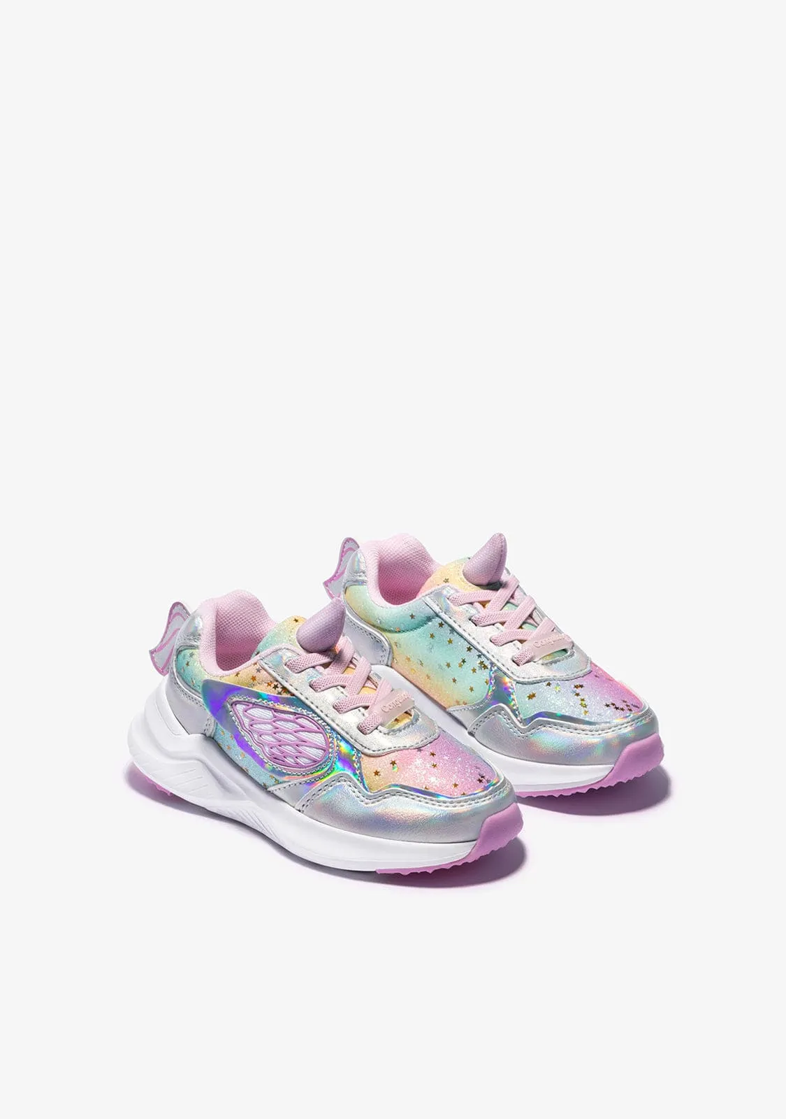 Unicorn Glitter Sneakers With Light Metallized