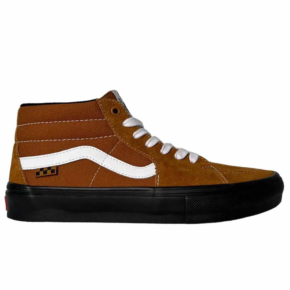 Vans Skate Grosso Mid Pig Suede Brown Black Vulcanised Skate Shoes