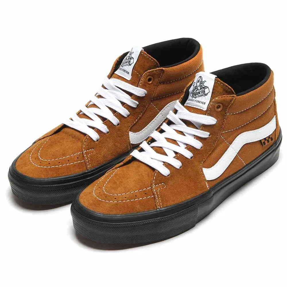 Vans Skate Grosso Mid Pig Suede Brown Black Vulcanised Skate Shoes