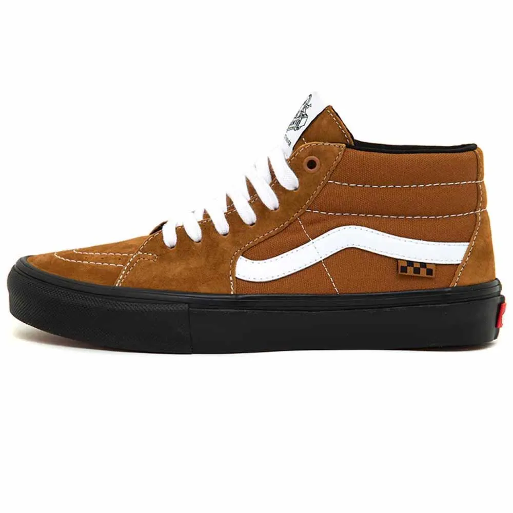 Vans Skate Grosso Mid Pig Suede Brown Black Vulcanised Skate Shoes