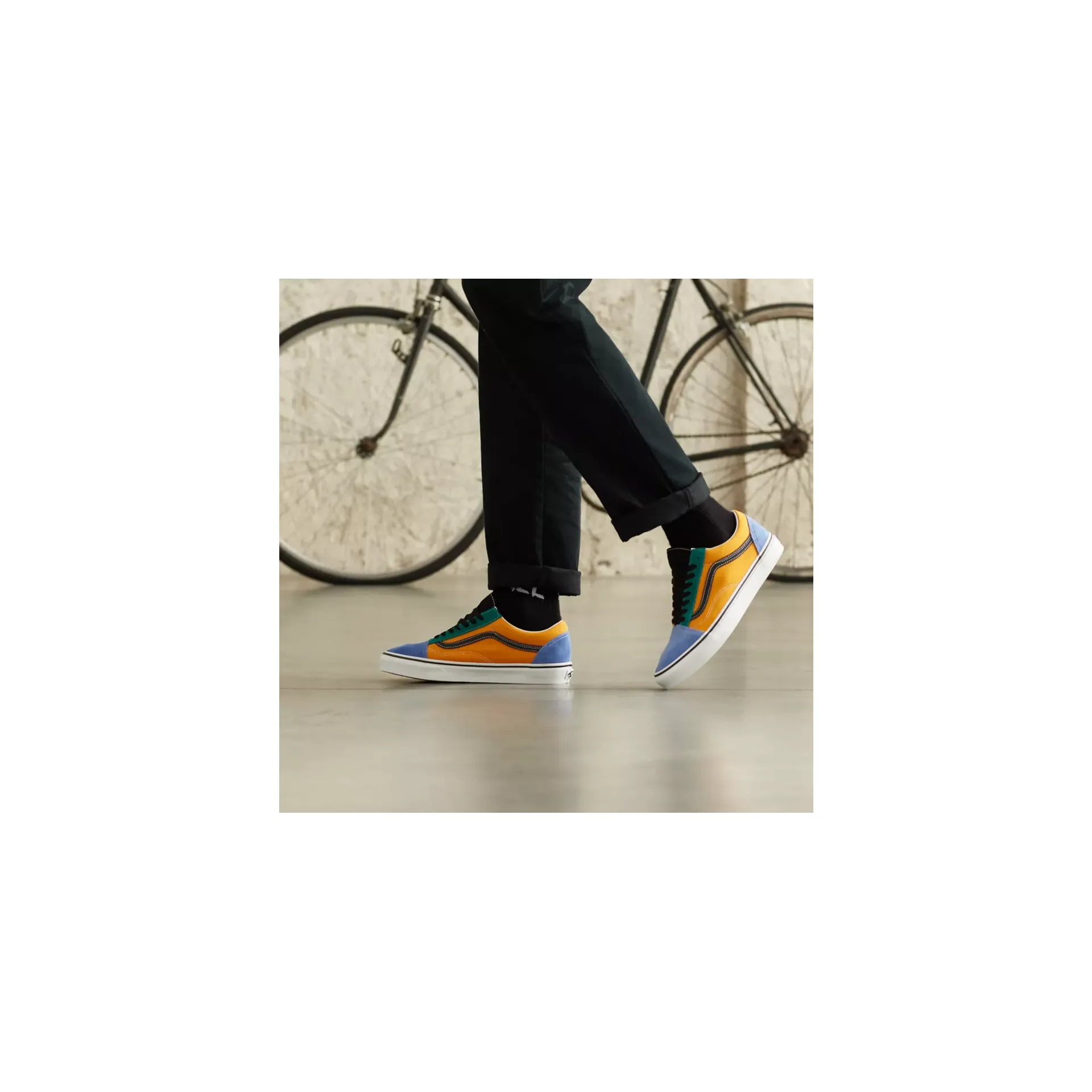 Vans Unisex Mix & Match Old Skool Shoes - Cadmium Yellow / Tidepool Green