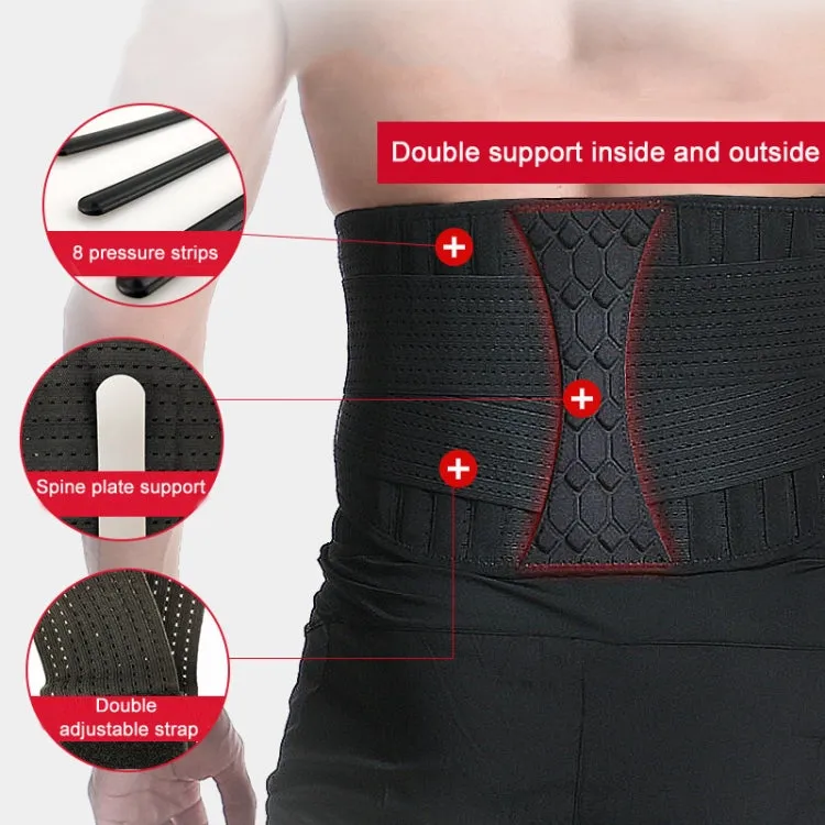 Webbing Breathable Waist Belt Squat Weightlifting Fitness Steel Plate Back Support Belt, Specification: M(Black)