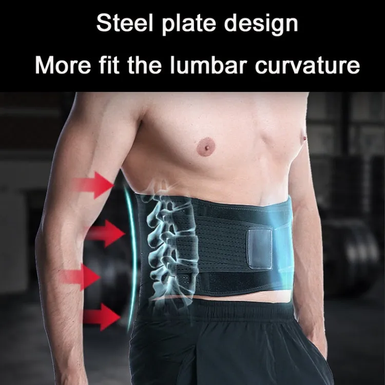 Webbing Breathable Waist Belt Squat Weightlifting Fitness Steel Plate Back Support Belt, Specification: M(Black)