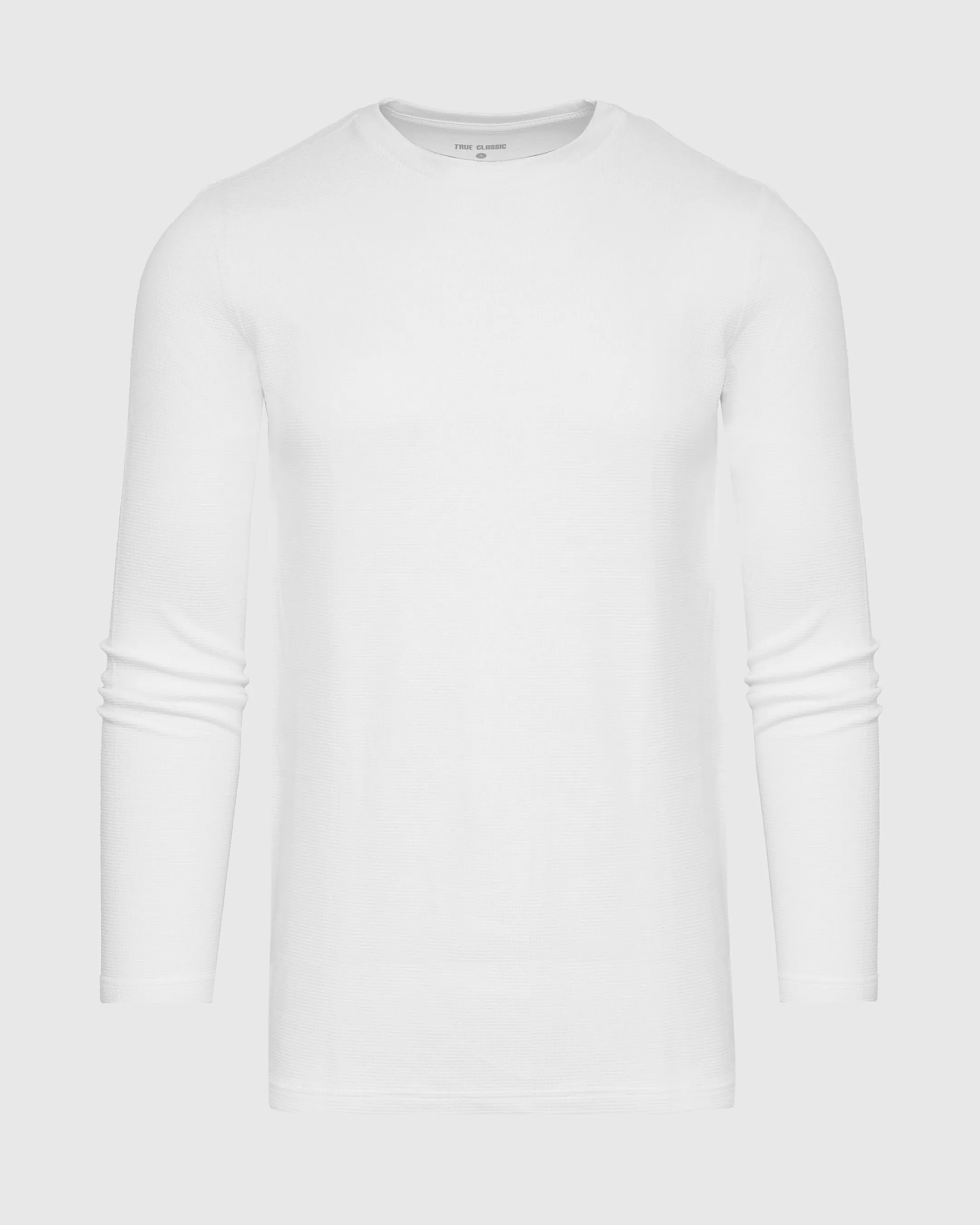 White Long Sleeve Tall Waffle Crew