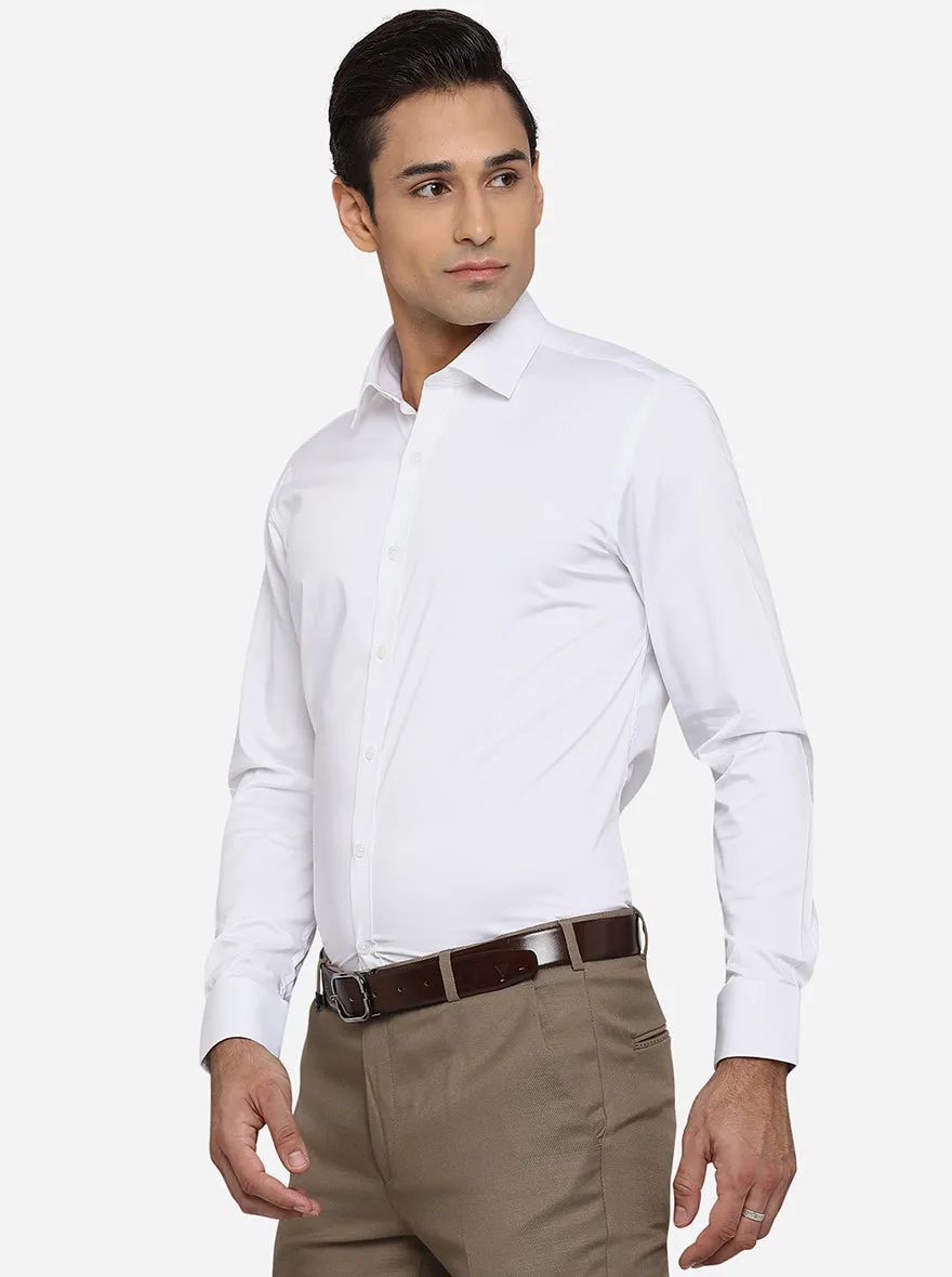 White Solid Slim Fit Formal Shirt | JadeBlue Youth