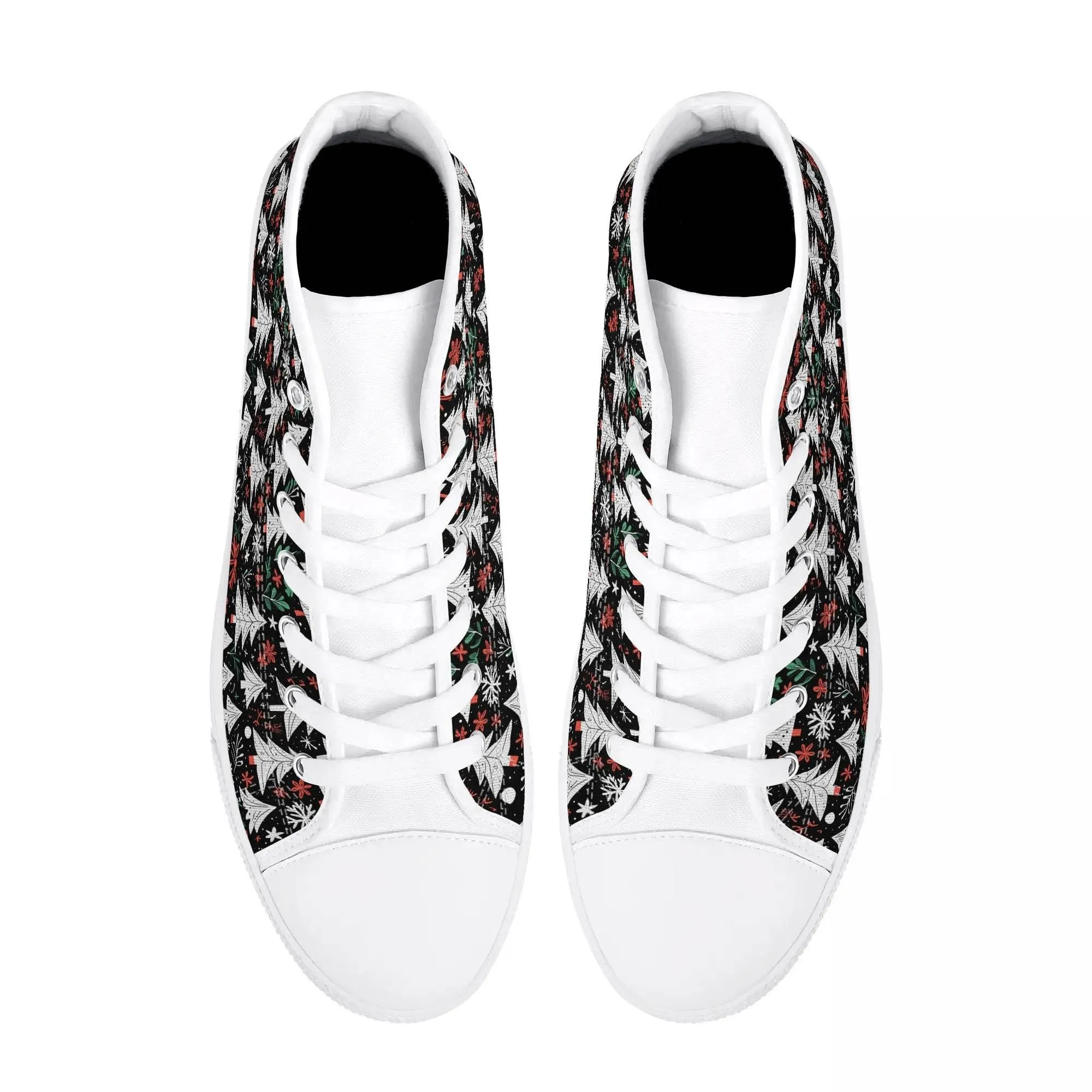 Womens Rubber High Top Christmas Trees Canvas Shoes