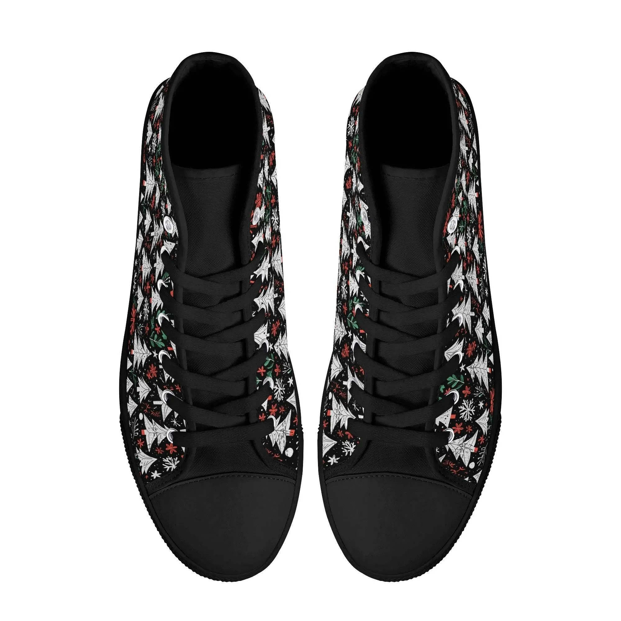 Womens Rubber High Top Christmas Trees Canvas Shoes