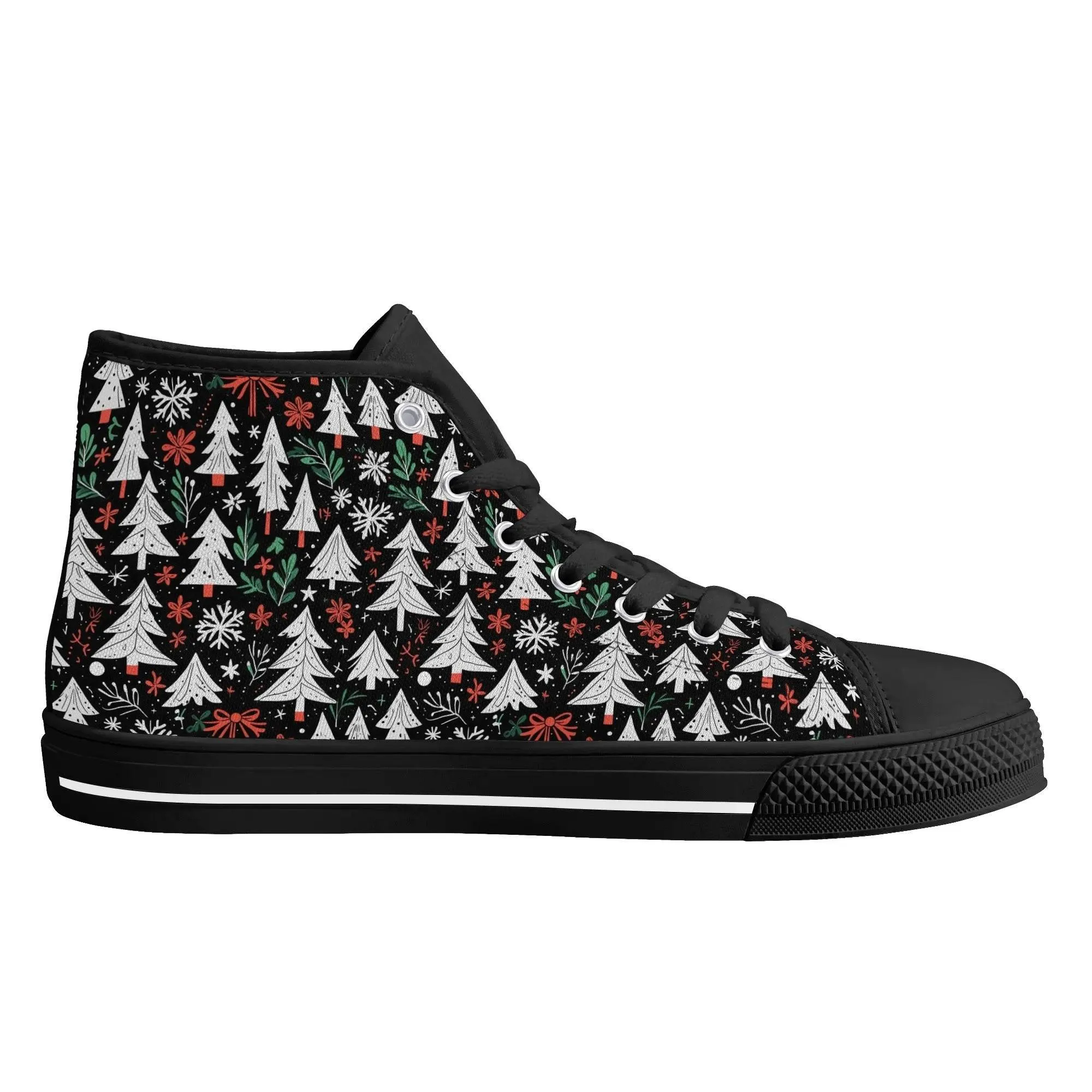 Womens Rubber High Top Christmas Trees Canvas Shoes
