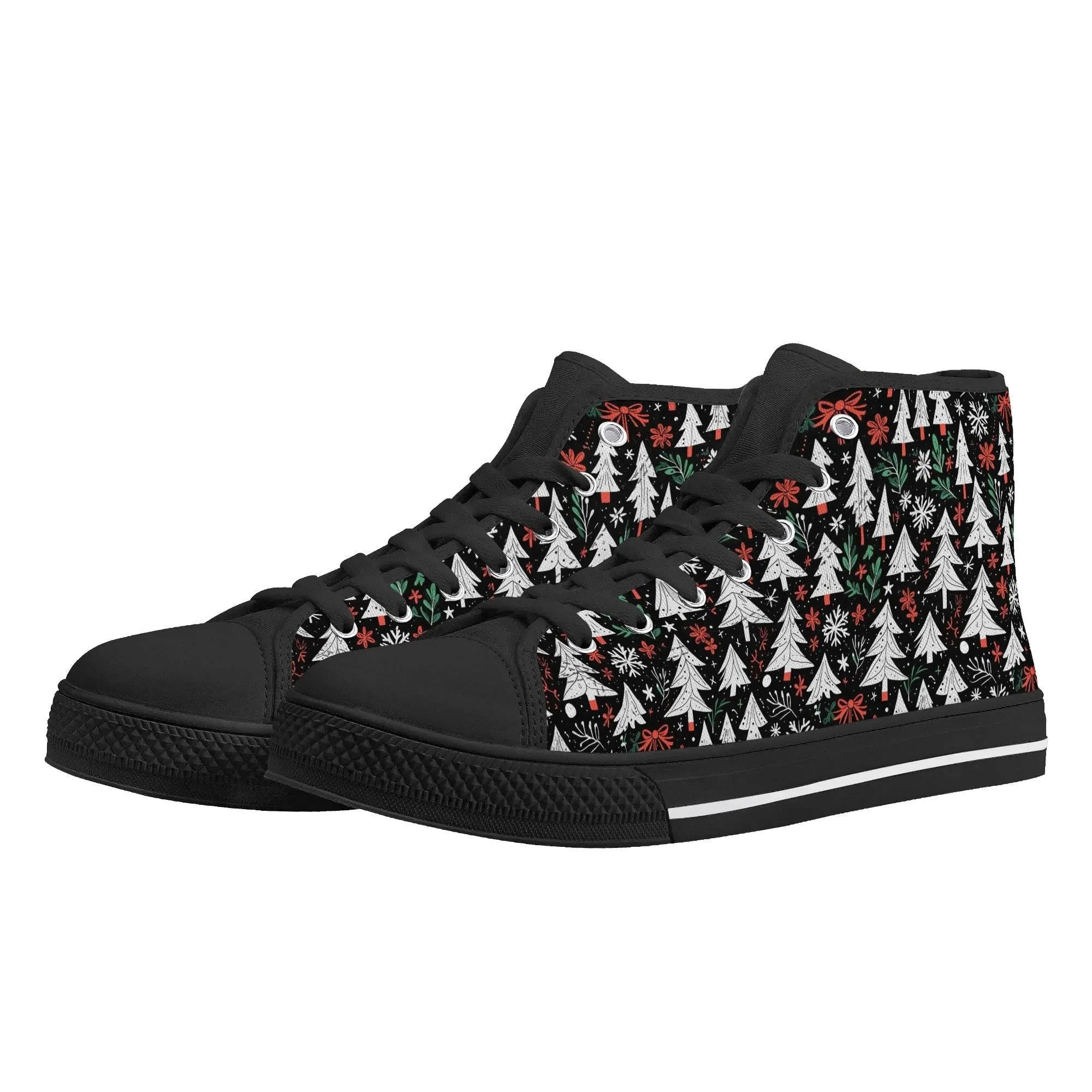 Womens Rubber High Top Christmas Trees Canvas Shoes