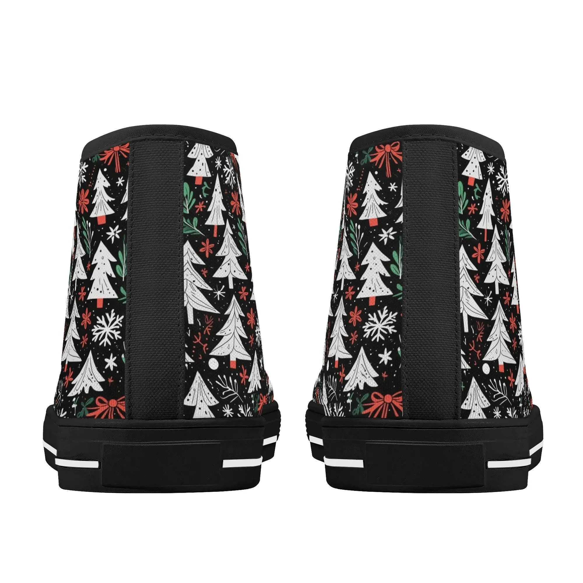Womens Rubber High Top Christmas Trees Canvas Shoes