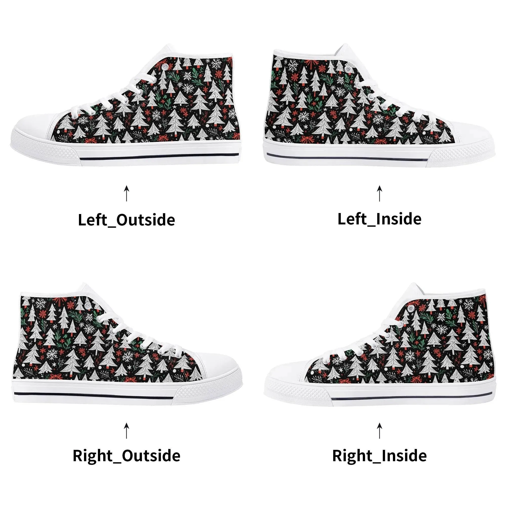 Womens Rubber High Top Christmas Trees Canvas Shoes